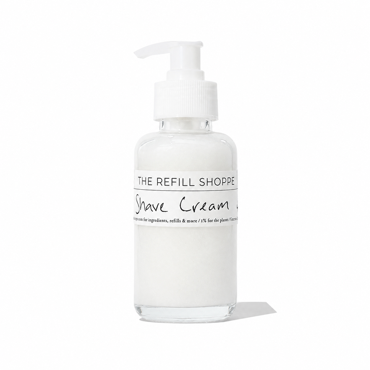 Bath & Body shave cream from The Refill Shoppe in a smooth, white tube with a flip-top cap, designed for easy application.