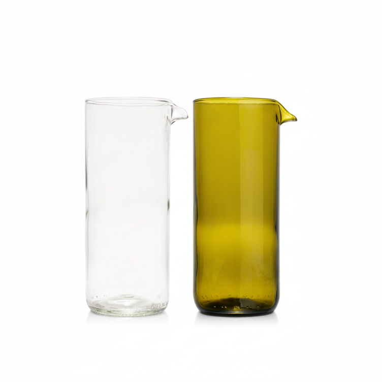 Rebottled Carafe N°1 Edition Blue transparent glass carafe for serving water or beverages, sleek and modern design.