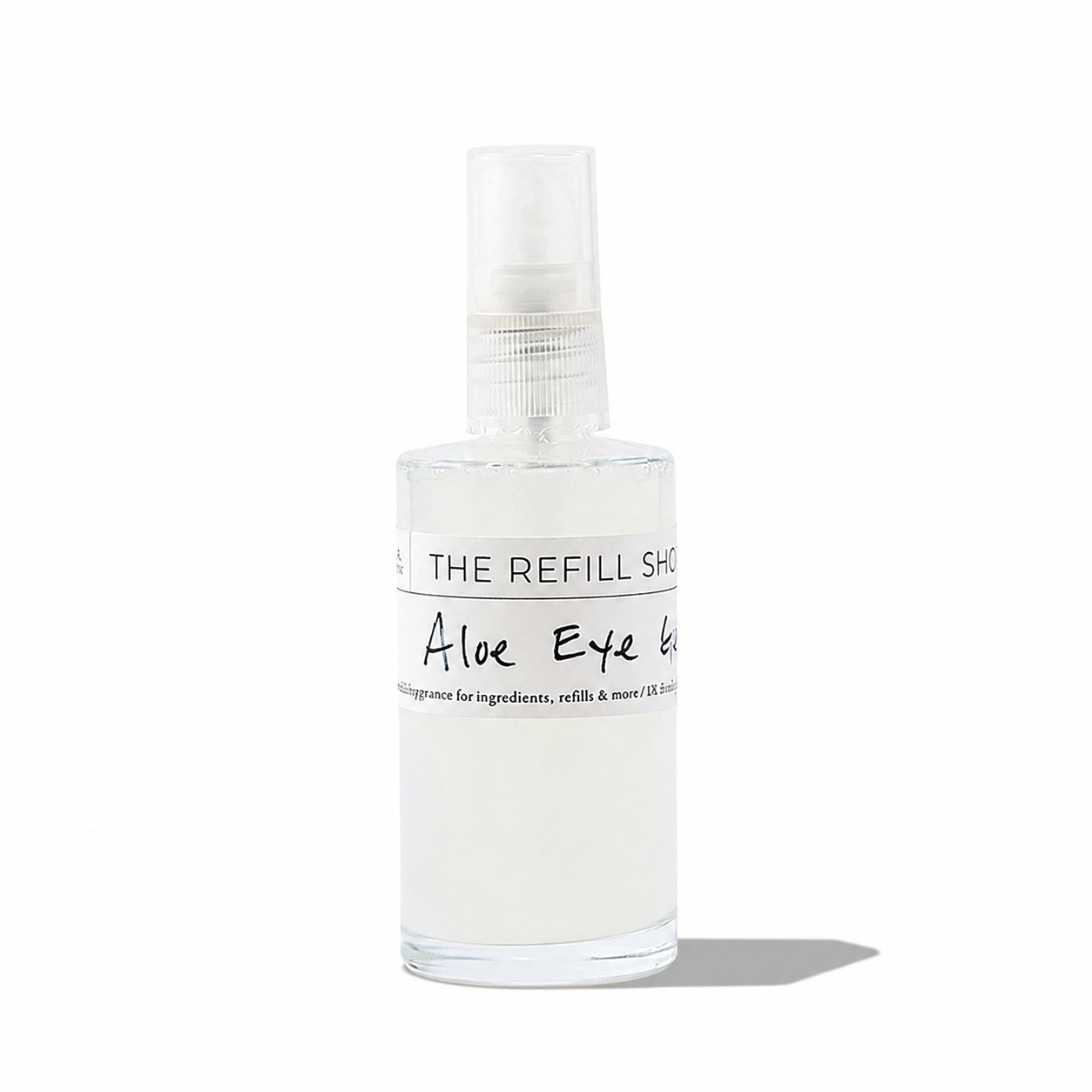 Aloe Eye Gel from The Refill Shoppe skincare brand, clear gel in a small jar, designed for under-eye hydration and soothing.