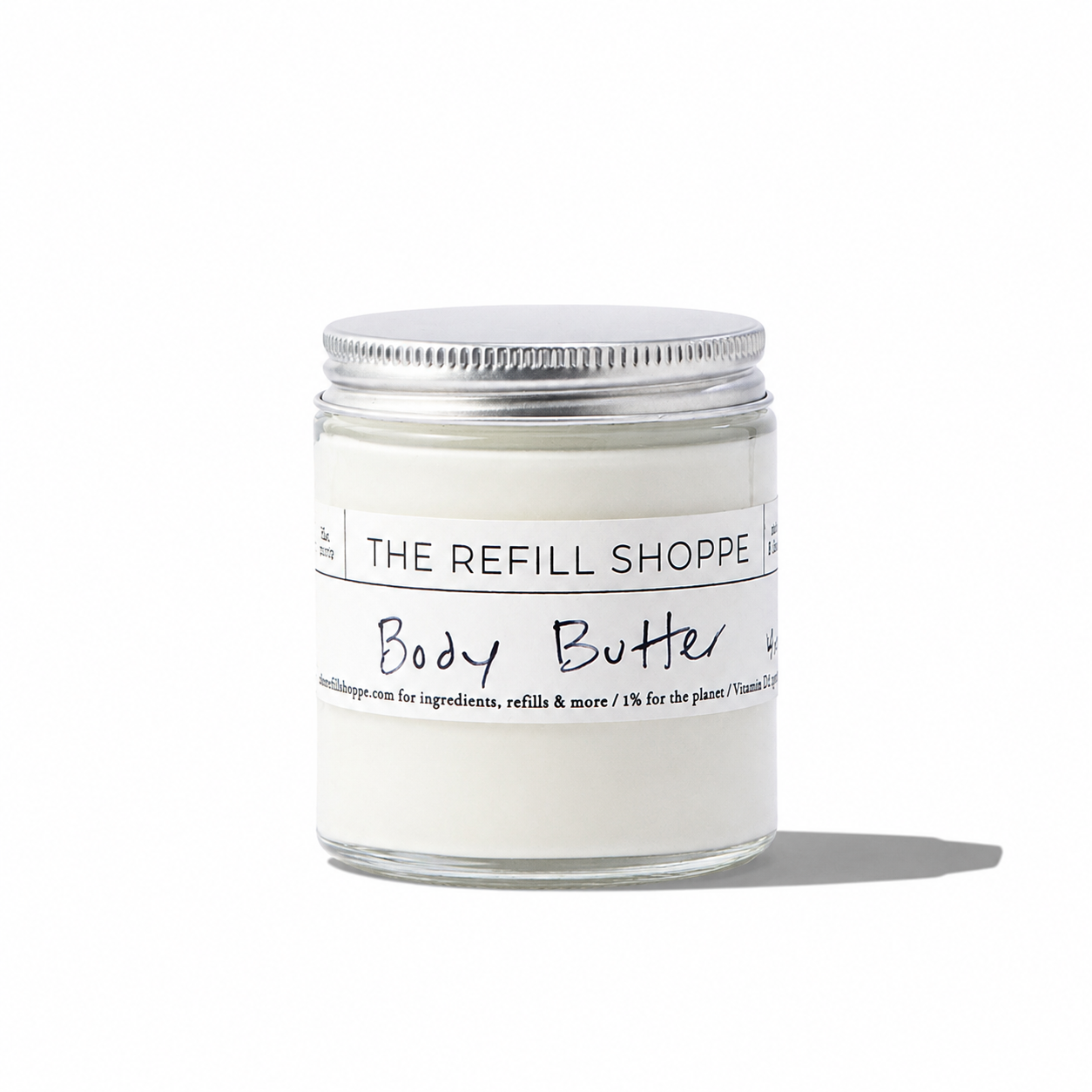 Creamy Rich Body Butter from The Refill Shoppe, showing the smooth texture and natural ingredients in a jar.