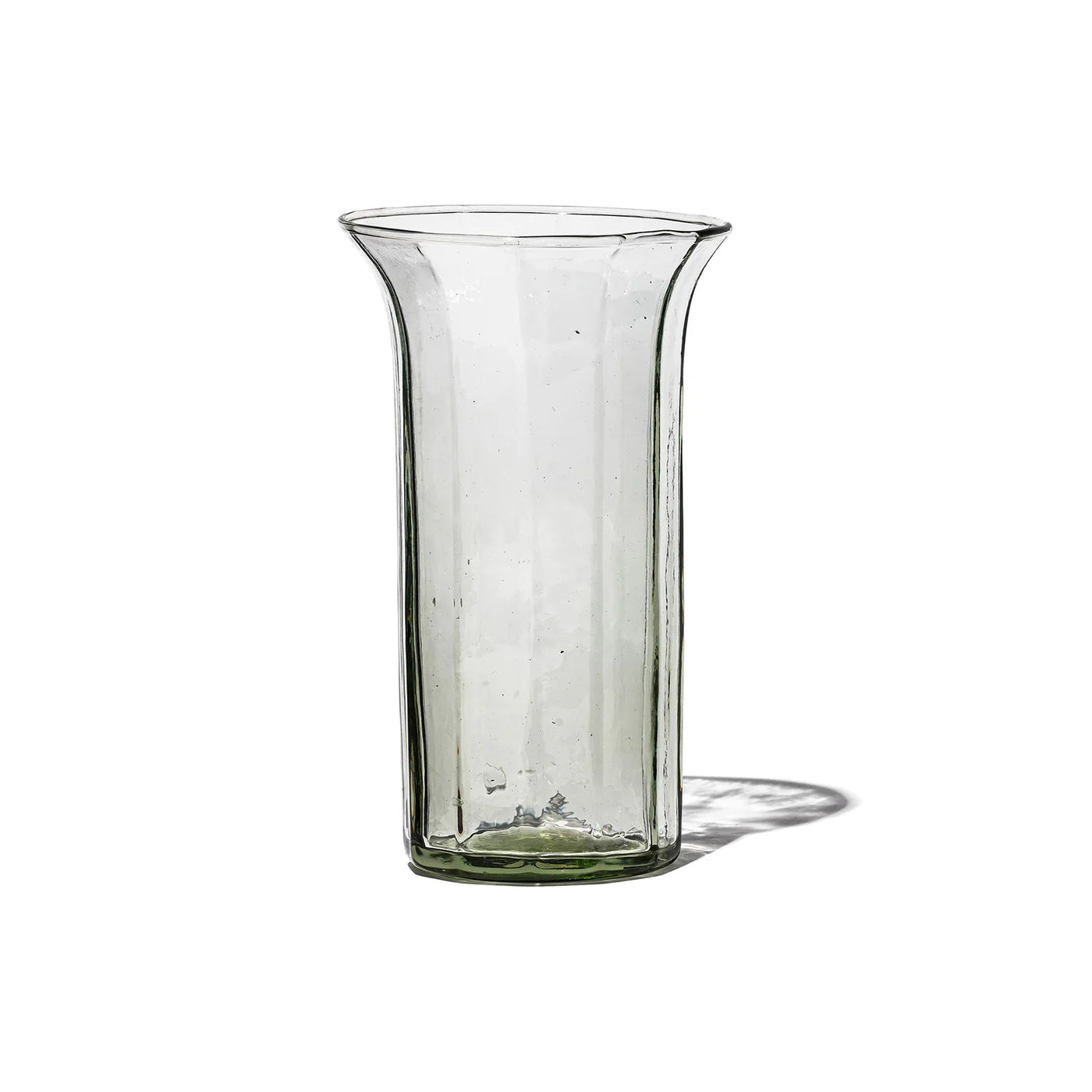 Recycled glass vase by Puebco with a smooth, rounded shape and transparent greenish tint, perfect for home decor.