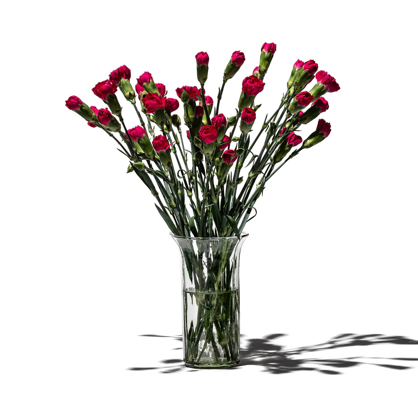 Recycled glass vase by Puebco, clear and cylindrical with a smooth finish, suitable for decorative display or flowers.