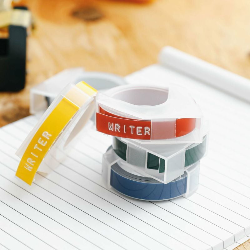 Penco Tape Writer Refill for labelmaker, showing a roll of label tape ready for replacement in a compact, clear package.