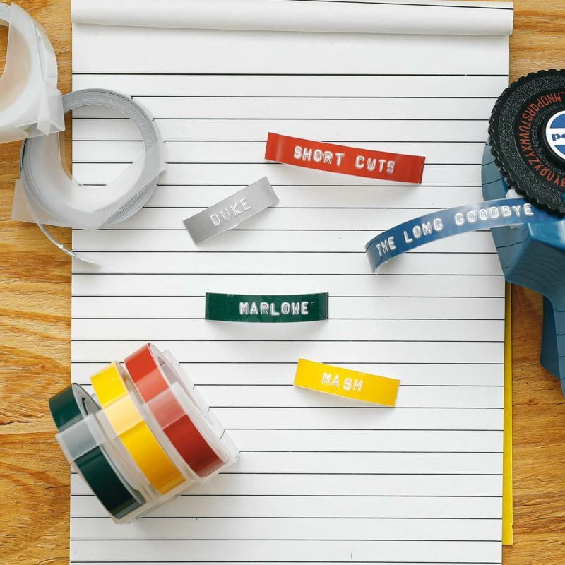 Penco Tape Writer Refill for labelmaker, showing a roll of label tape ready for replacement in a compact, easy-to-use labelmaker.