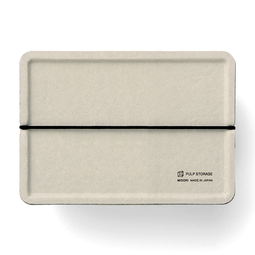 Midori pulp card box for bureau-organisatie, showing a compact, rectangular storage container made of pulp material.