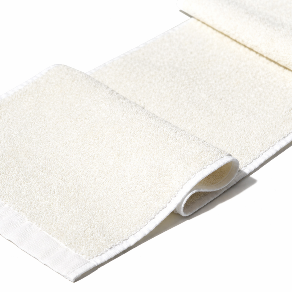 Morihata International Ltd. Co. body scrub towel with textured, exfoliating surface for gentle skin cleansing and exfoliation.