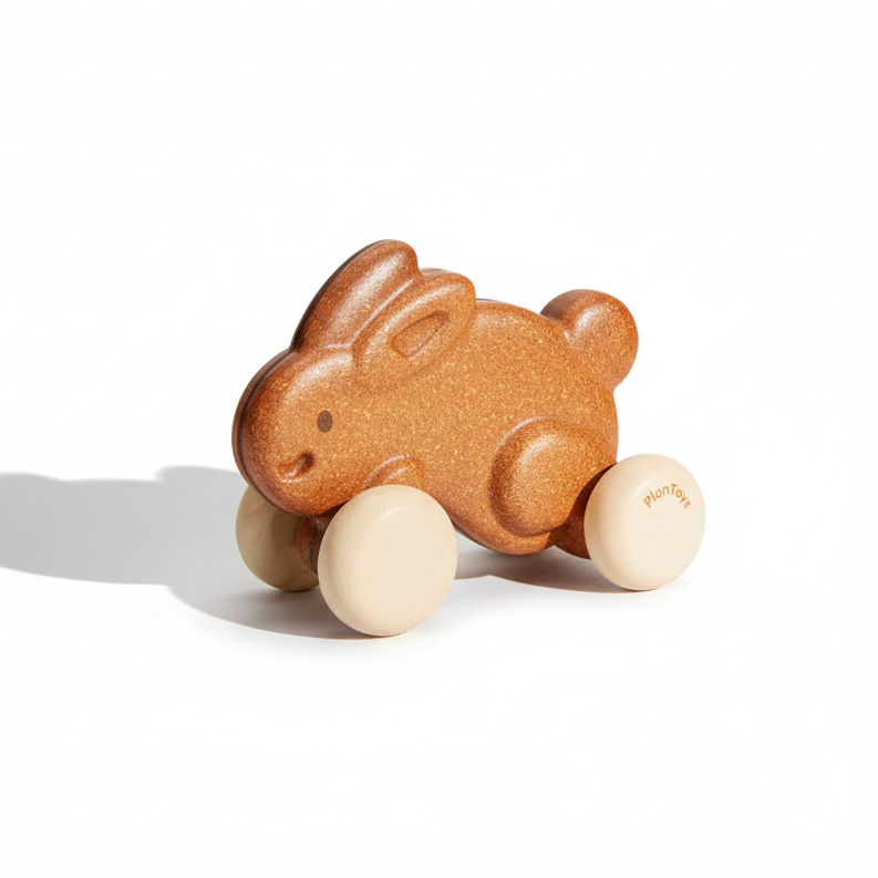 PlanToys Bunny Play set featuring a wooden bunny figure and accessories for imaginative children's play.