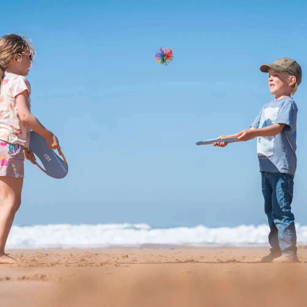 BS Toys Bounce Rackets set with colorful plastic rackets and balls for outdoor fun and active play.