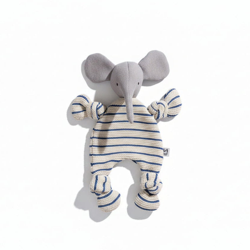 Soft baby cuddle cloth featuring an elephant design from Sophie Home Ltd, perfect for gentle comfort and soothing for infants.