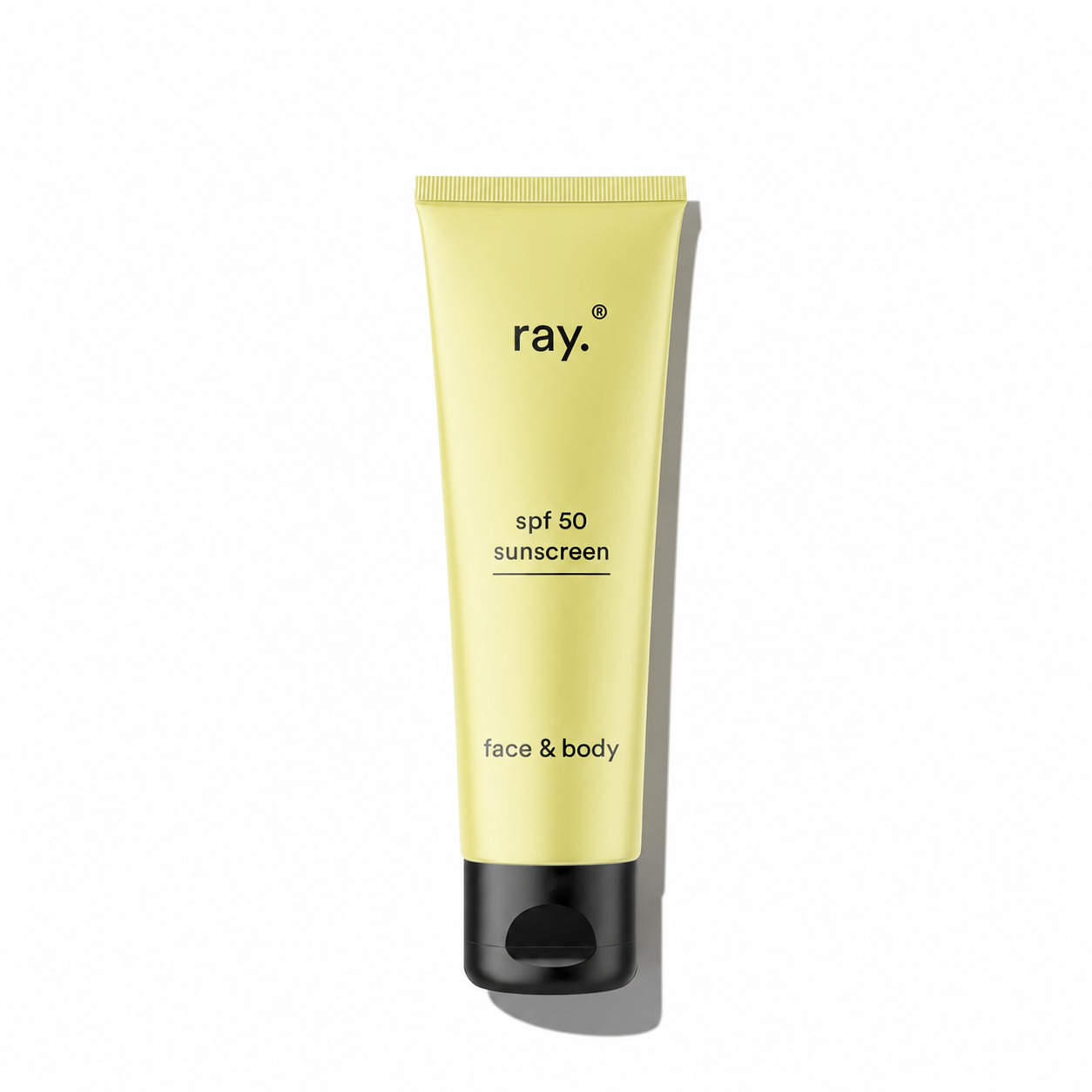 Ray Mineral Sunscreen SPF 50 tube with white cap and label, designed for broad-spectrum sun protection.