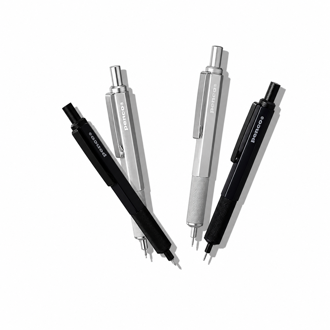 Penco drafting ballpoint pen with black ink, featuring a sleek design and metal clip for precise writing and sketching.