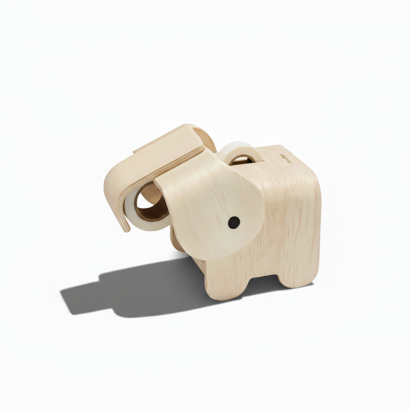 PlanToys elephant bank made of wood, featuring a cute elephant design suitable for children's savings and play.