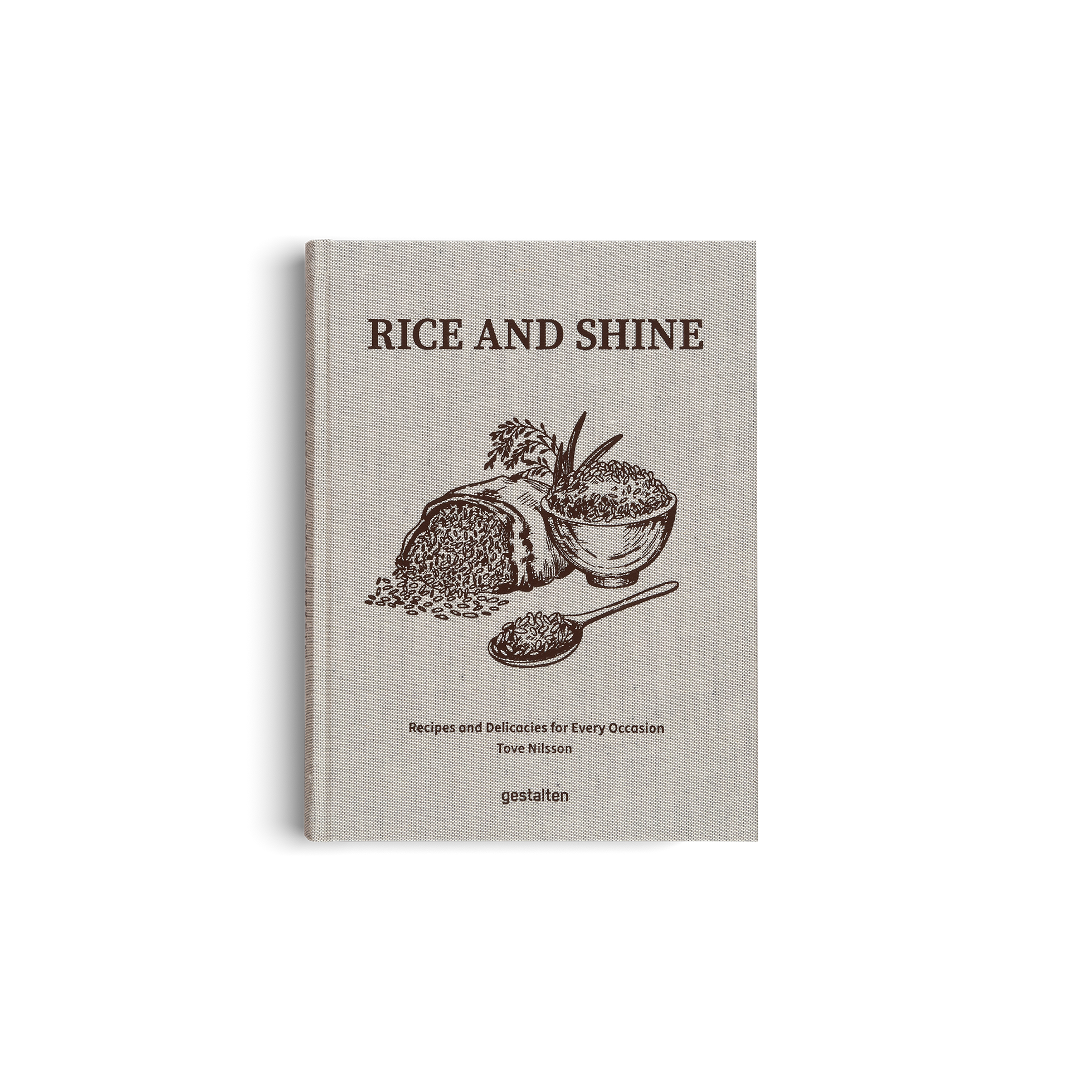 Open book titled "Rice and Shine" by gestalten & teNeues, featuring colorful illustrations on a white background.