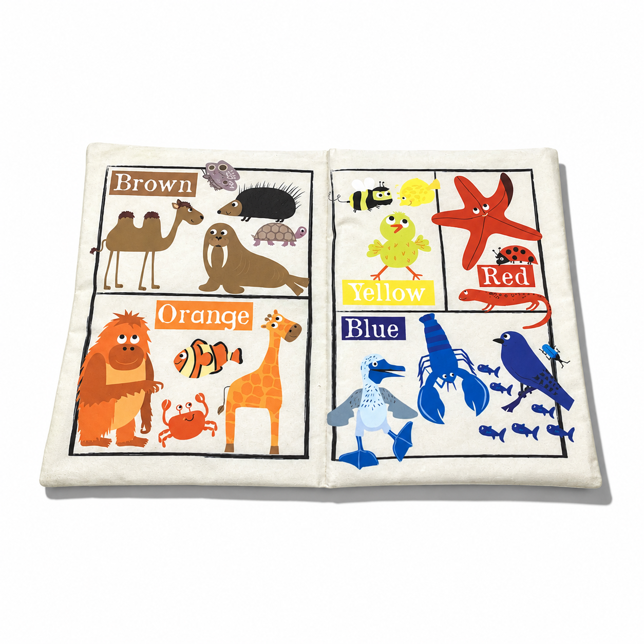 Colorful crinkly newspapers from Jo & Nic's Crinkly Cloth Books, designed for sensory exploration and early learning.