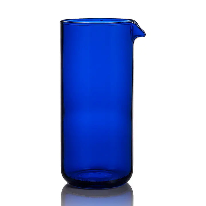 Rebottled Carafe N°1 Edition Blue transparent glass carafe with a sleek modern design and blue tint.
