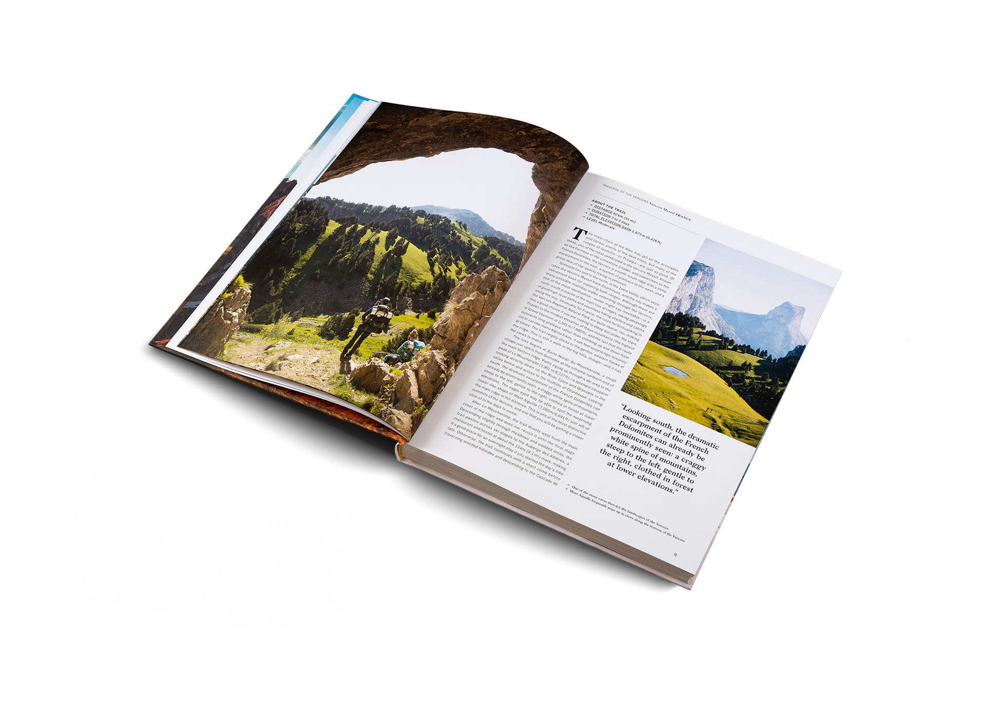 Open Wanderlust Alps book by gestalten & teNeues showing scenic mountain landscapes and detailed photography pages.