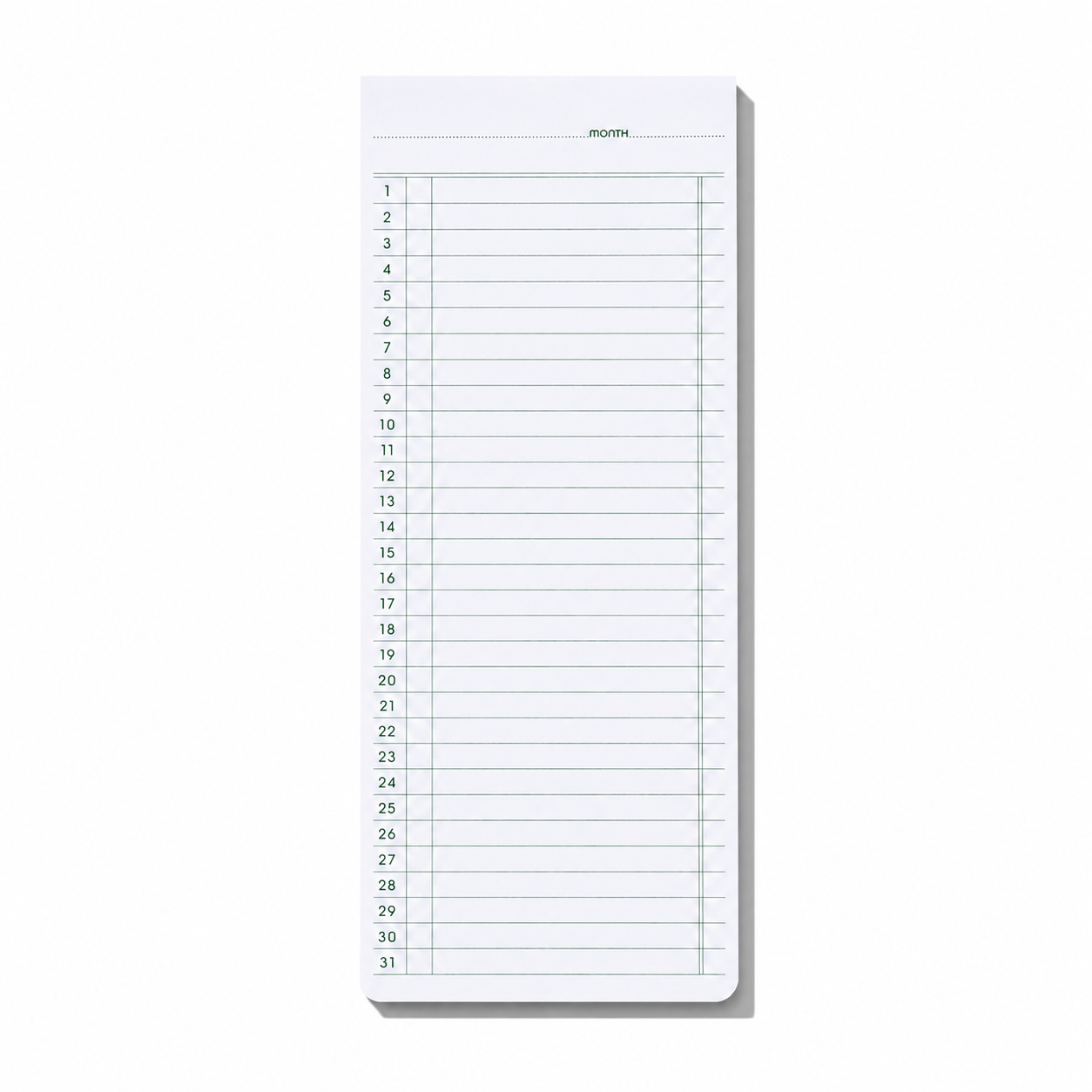 White Penco Sticky Memo Pad with monthly calendar pages and adhesive backing for easy note-taking and organization.