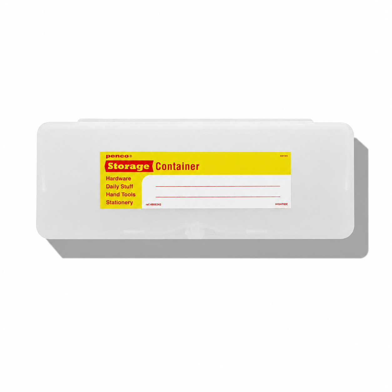 White Penco Pennenetui storage container pencil case with clear plastic design and zipper closure.