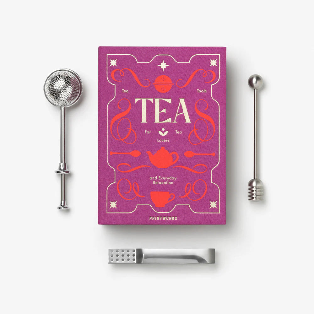 Printworks gift set of essential tea tools, including tea infuser, tongs, and scoop, ideal for tea enthusiasts.