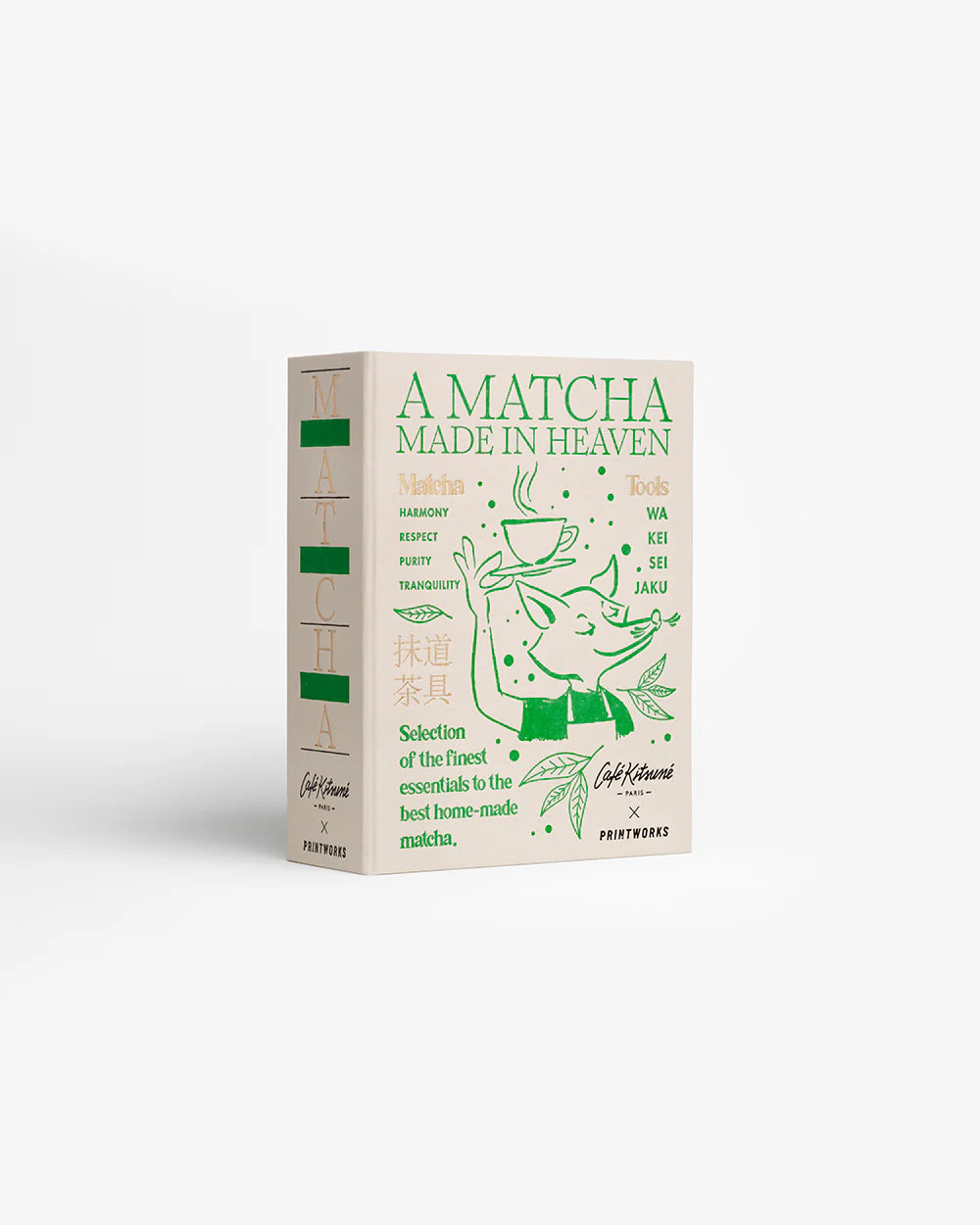 Printworks Matcha Tools gift set with bamboo whisk, scoop, and bowl for preparing traditional matcha tea.