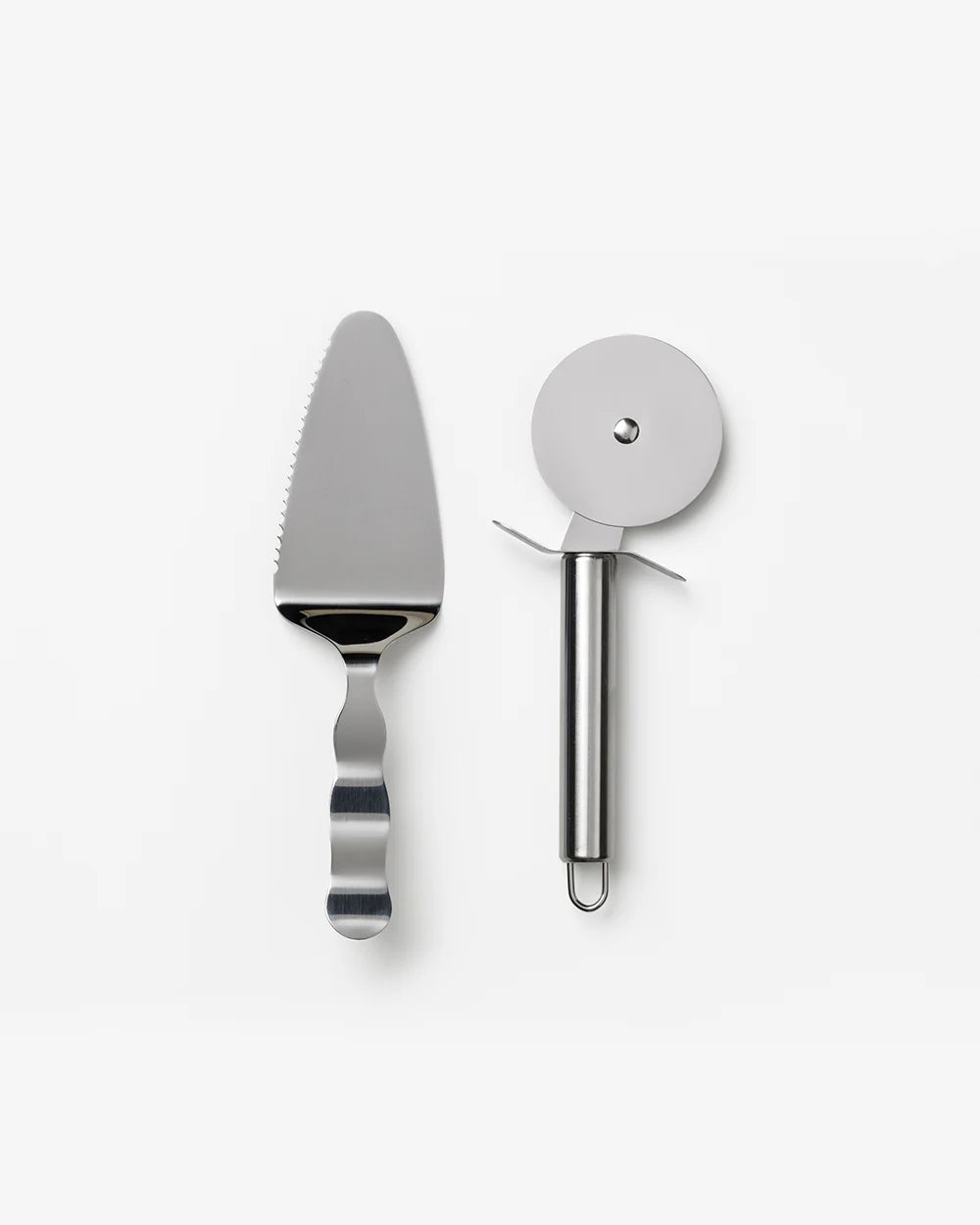 Printworks pizza tools gift set including pizza cutter, server, and peels, ideal for homemade pizza preparation and serving.