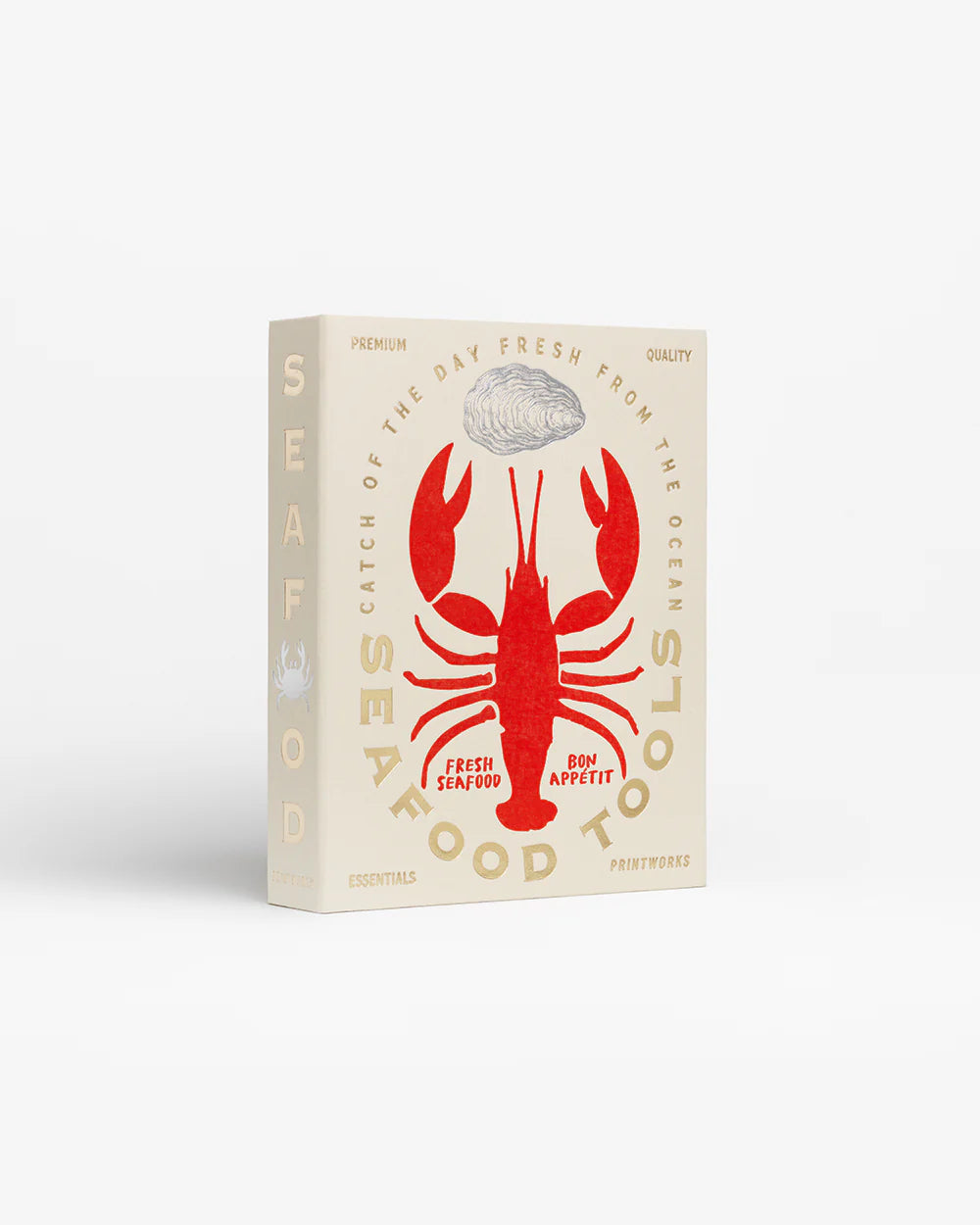 Printworks seafood tools gift set with seafood crackers, picks, and forks arranged on a white background.