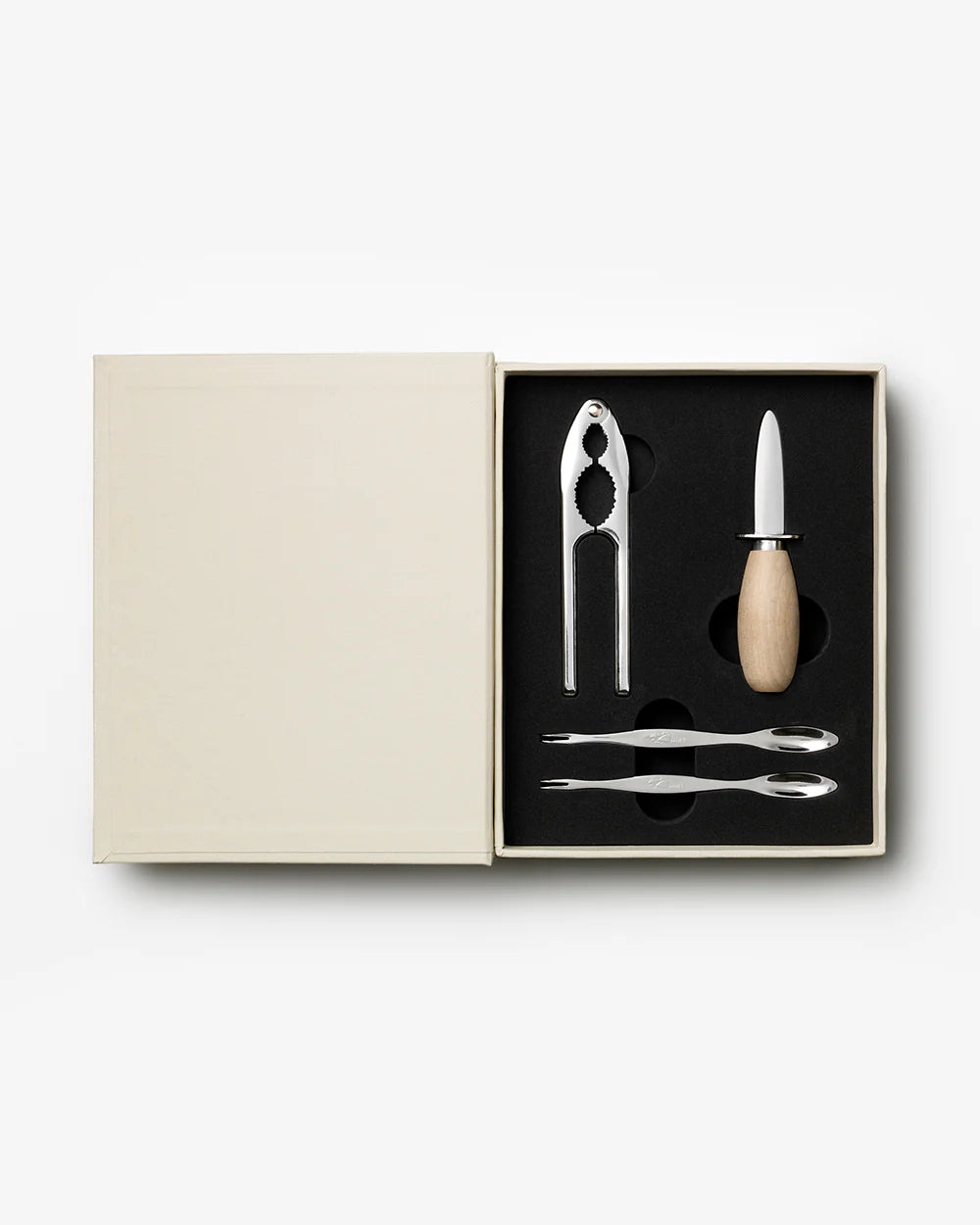 Printworks seafood tools gift set with lobster crackers, seafood forks, and picks on a white background.