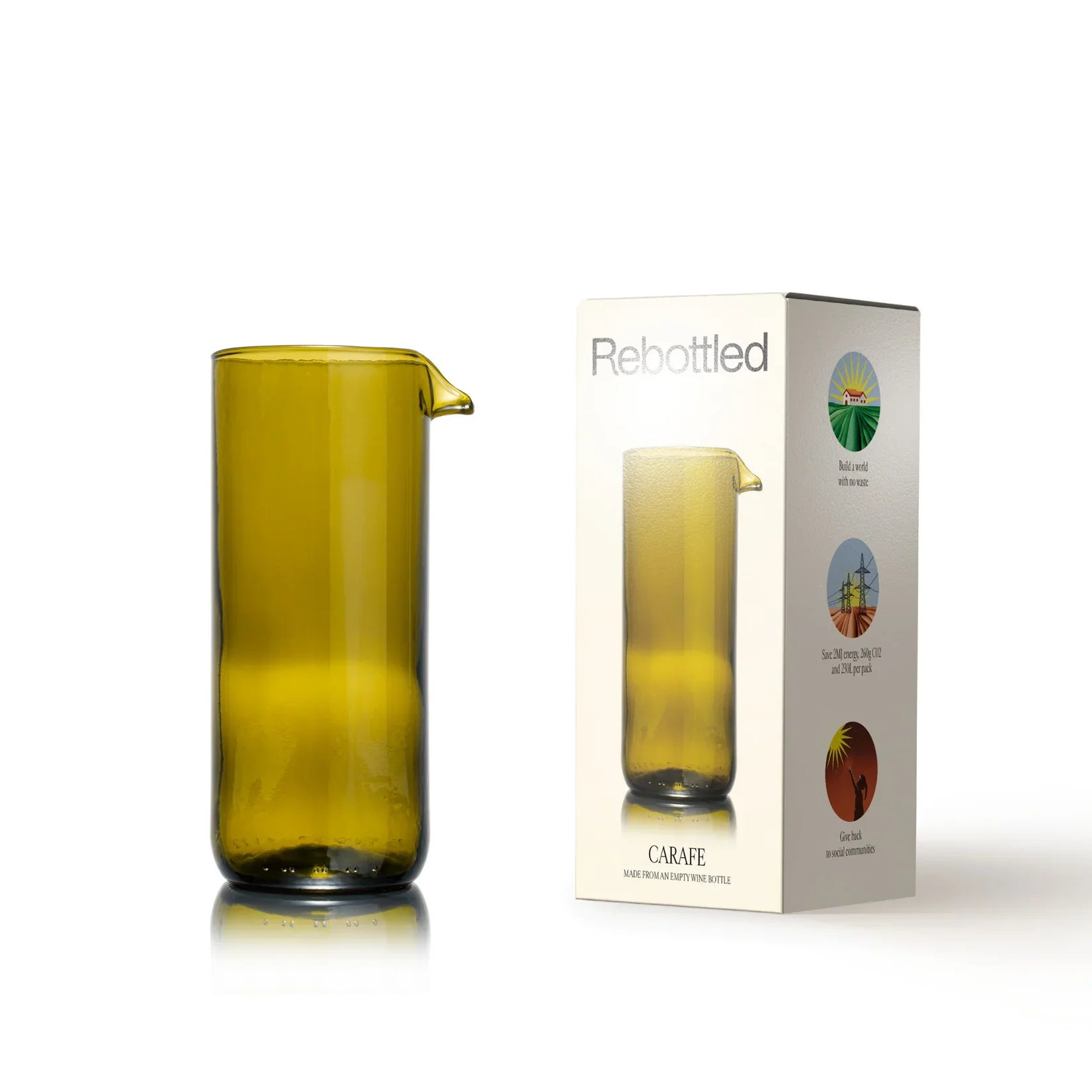 Clear Rebottled Carafe N°1 Edition Blue with transparent glass and sleek design, perfect for serving beverages.