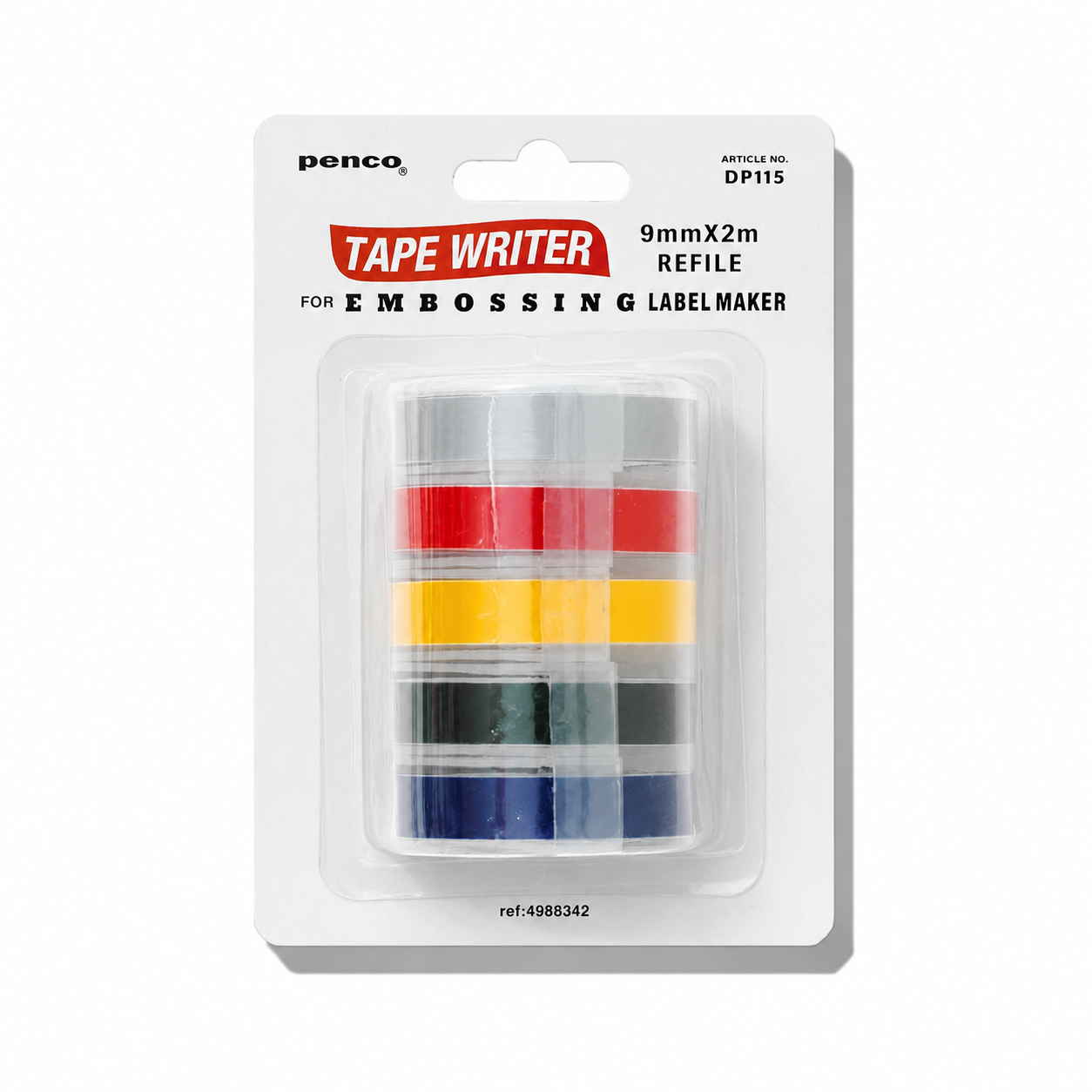 White Penco Tape Writer Refill for labelmaker, replacement tape roll for tape writer device.