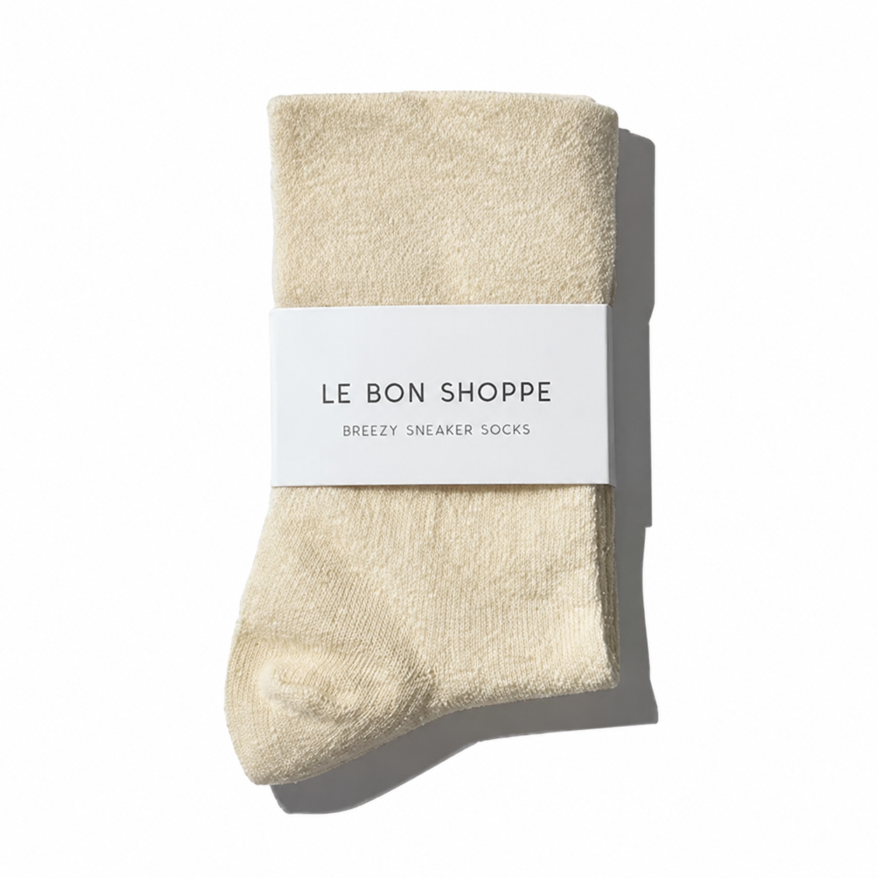 Le Bon Shoppe Breezy Sneaker Socks, soft cotton socks for casual wear, shown in a neutral color with ribbed cuffs and comfortable fit.