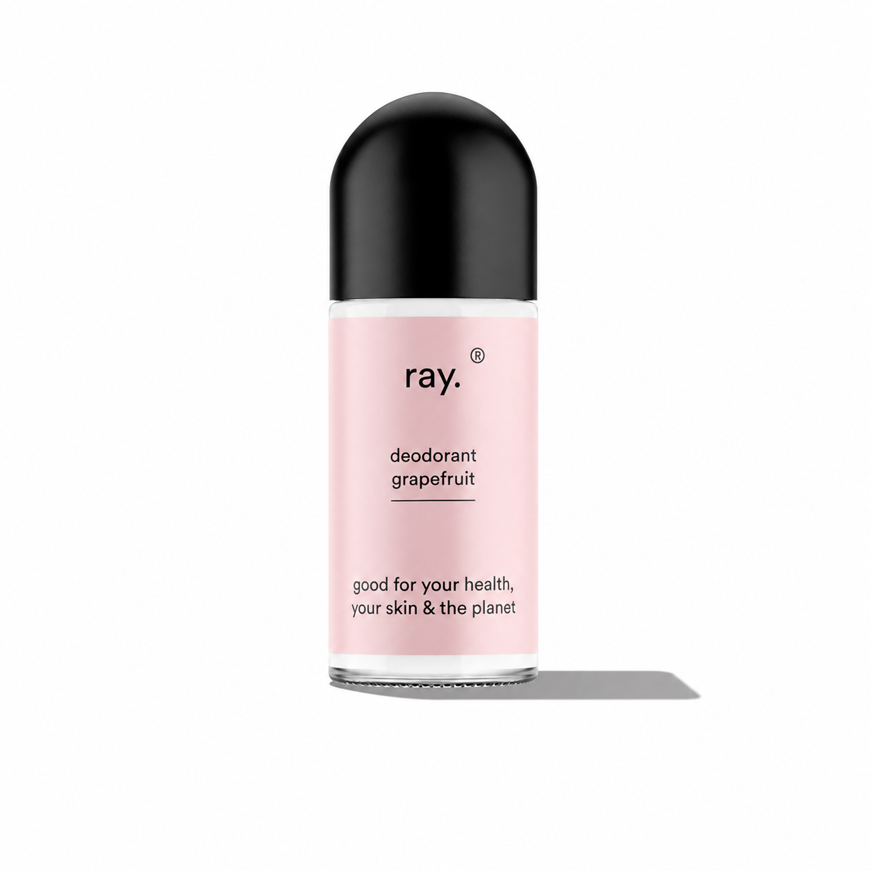 Ray deodorant stick with sleek white packaging and cap, designed for freshening and odor control.