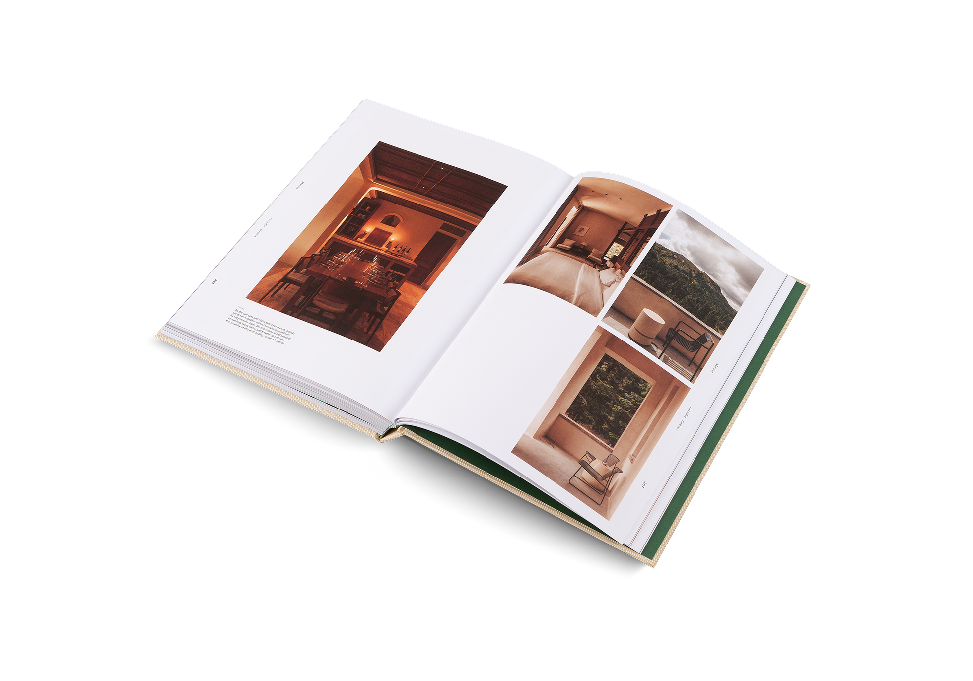 Open book titled "Remote Places to Stay Vol. 2" showing scenic images of secluded accommodations by Gestaltung & teNeues.
