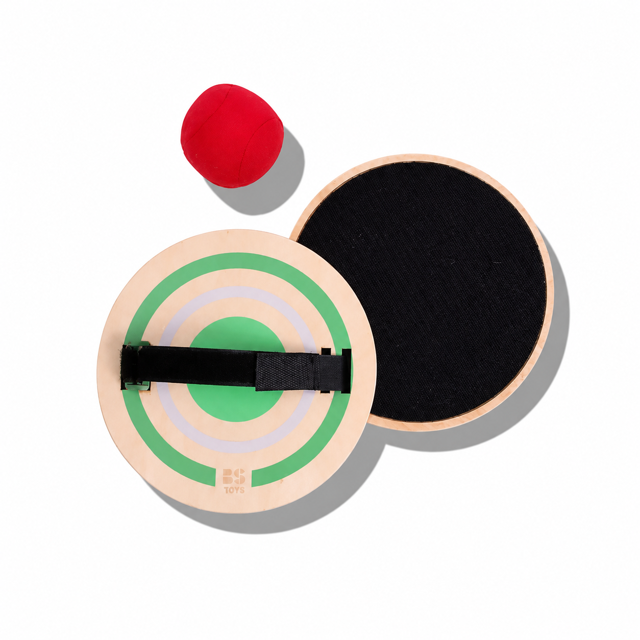 BS Toys catch game with colorful paddles and ball, designed for fun indoor or outdoor play and hand-eye coordination.
