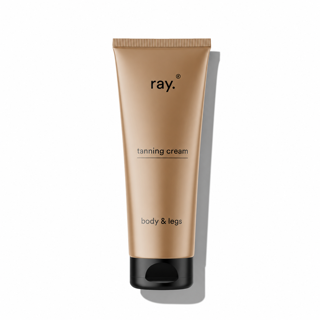 Ray tanning cream jar with smooth, golden-colored cream inside, showing the product's rich texture and packaging.