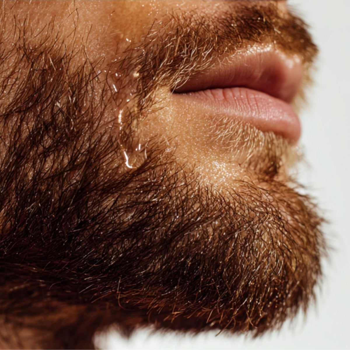 Beard oil by The Refill Shoppe, skincare product in a glass bottle with a dropper for grooming and beard care.