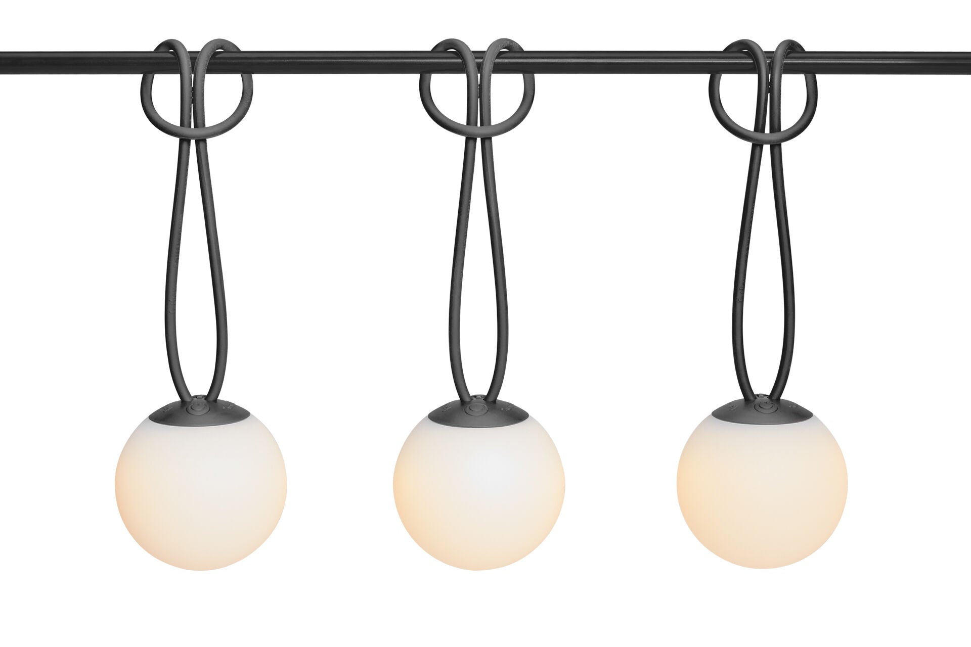 Set of three Fatboy Bolleke Mini LED lights in anthracite, compact verlichtings set for ambient indoor or outdoor lighting.