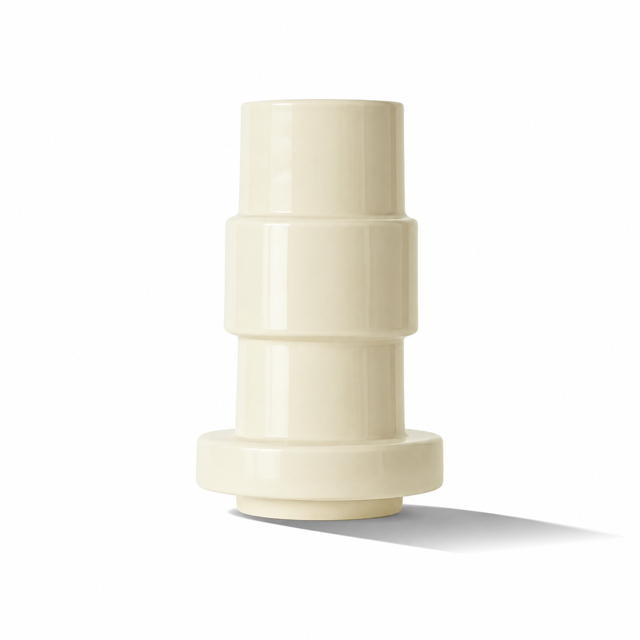 Stack Vase 03 by Stan Editions, modern ceramic vase with a stacked geometric design, in neutral tones.