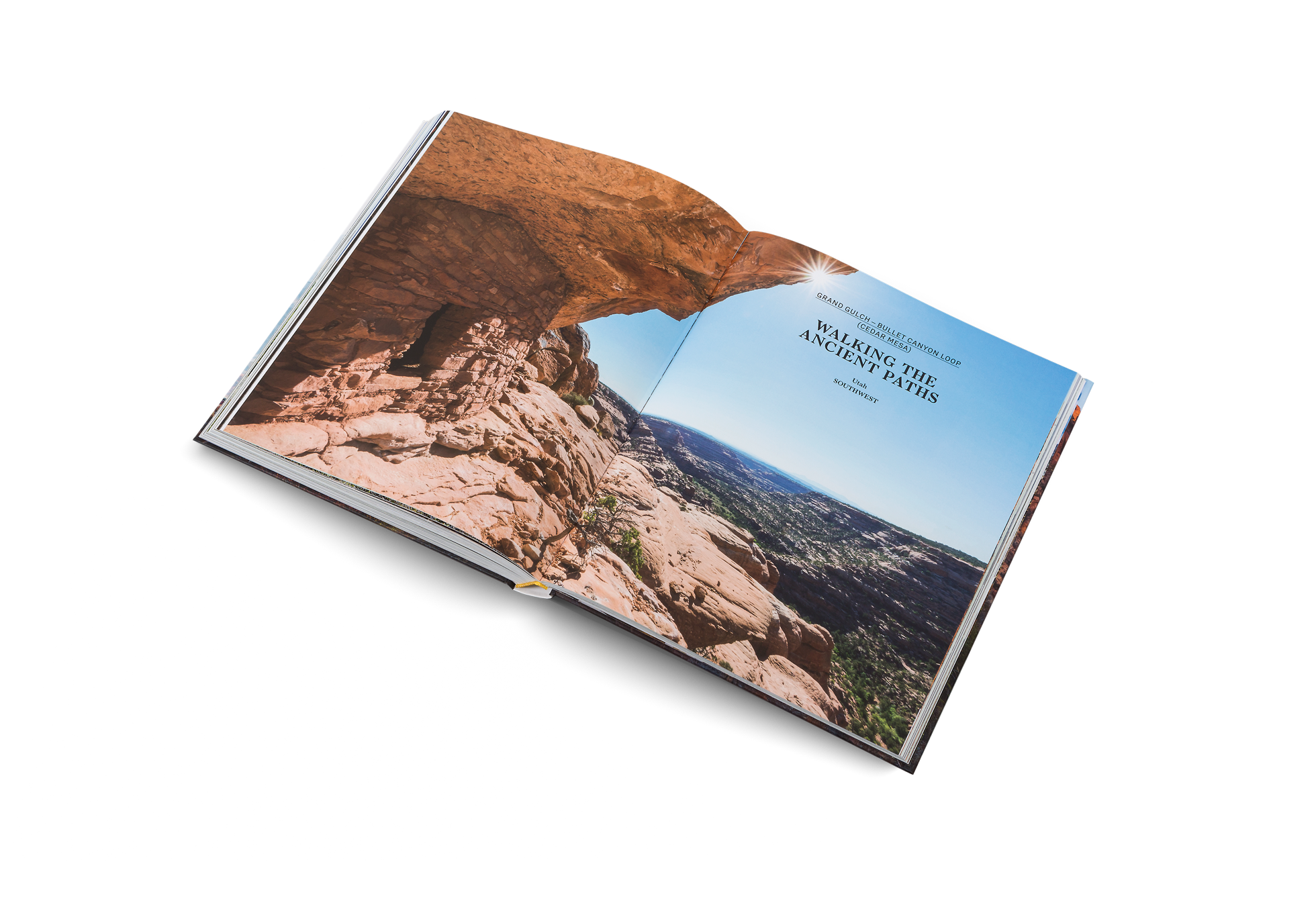 Open travel book titled "Wanderlust USA" by gestalten & teNeues, featuring scenic images of American landscapes.