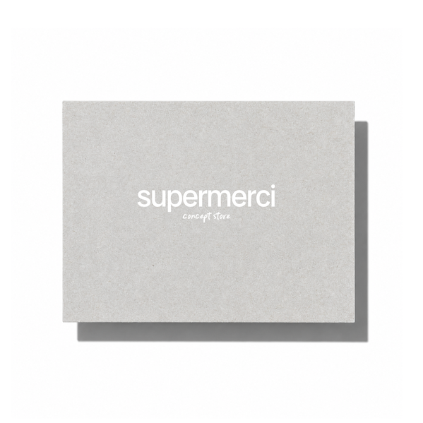 Supermerci physical gift card sent by mail, featuring a sleek design and ready for gifting or personal use.